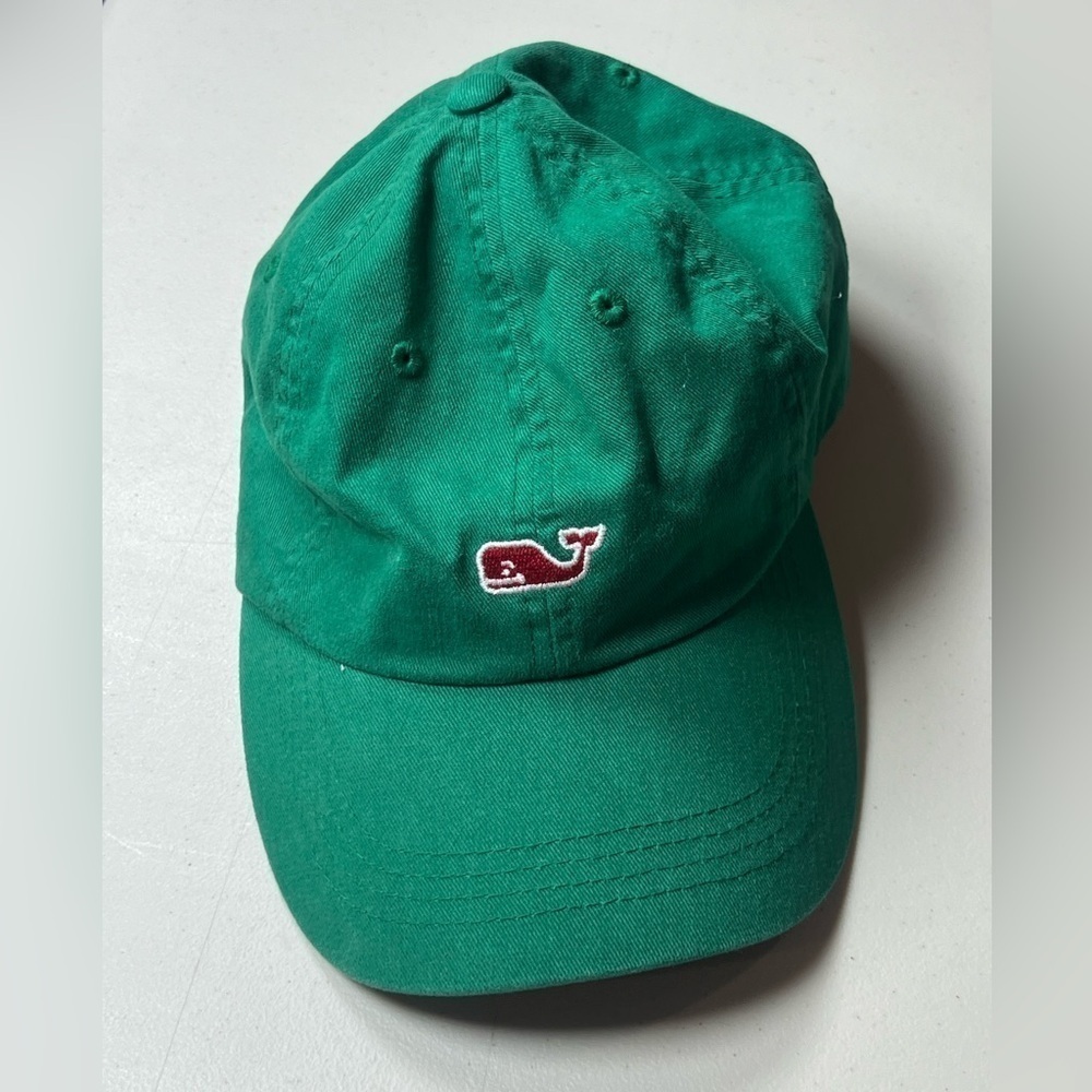 Vineyard Vines Forest Green Hat Red Whale Logo Pattern Hat